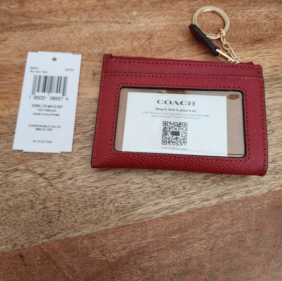 Coach Mini Skinny ID Wallet NWT 1941 Red - Picture 3 of 4